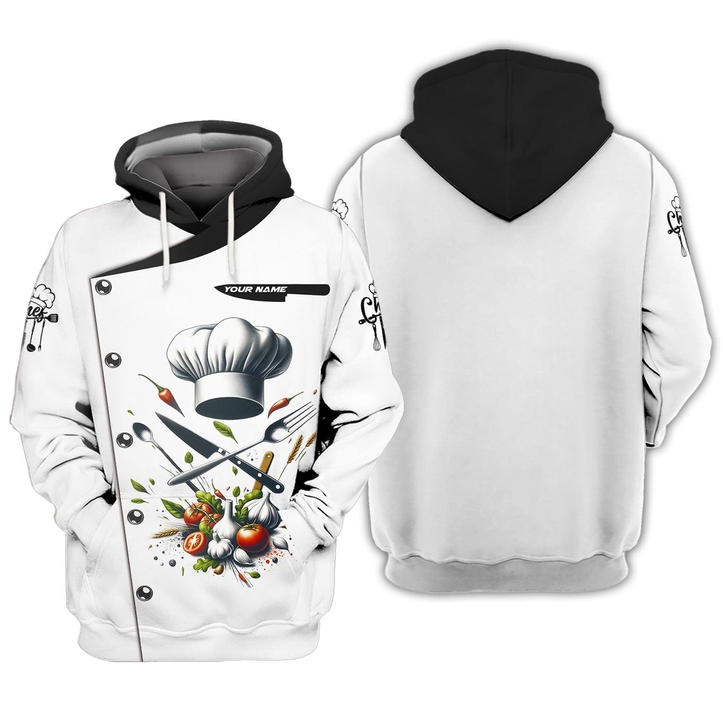 Personalized Chef Shirt - Classic Culinary Tools & Fresh Herbs Ensemble, All Over Printed