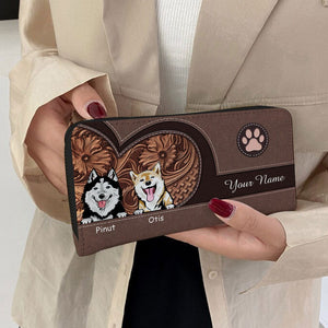 Cartera para perro personalizada de 20 x 11 cm: diseño personalizado de raza y nombre de perro, piel sintética con cinco opciones de diseño de fondo