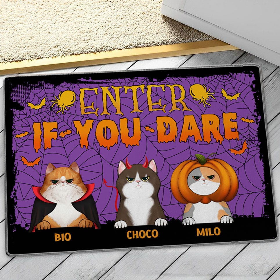 Personalized Cat Halloween Doormat - Enter If You Dare