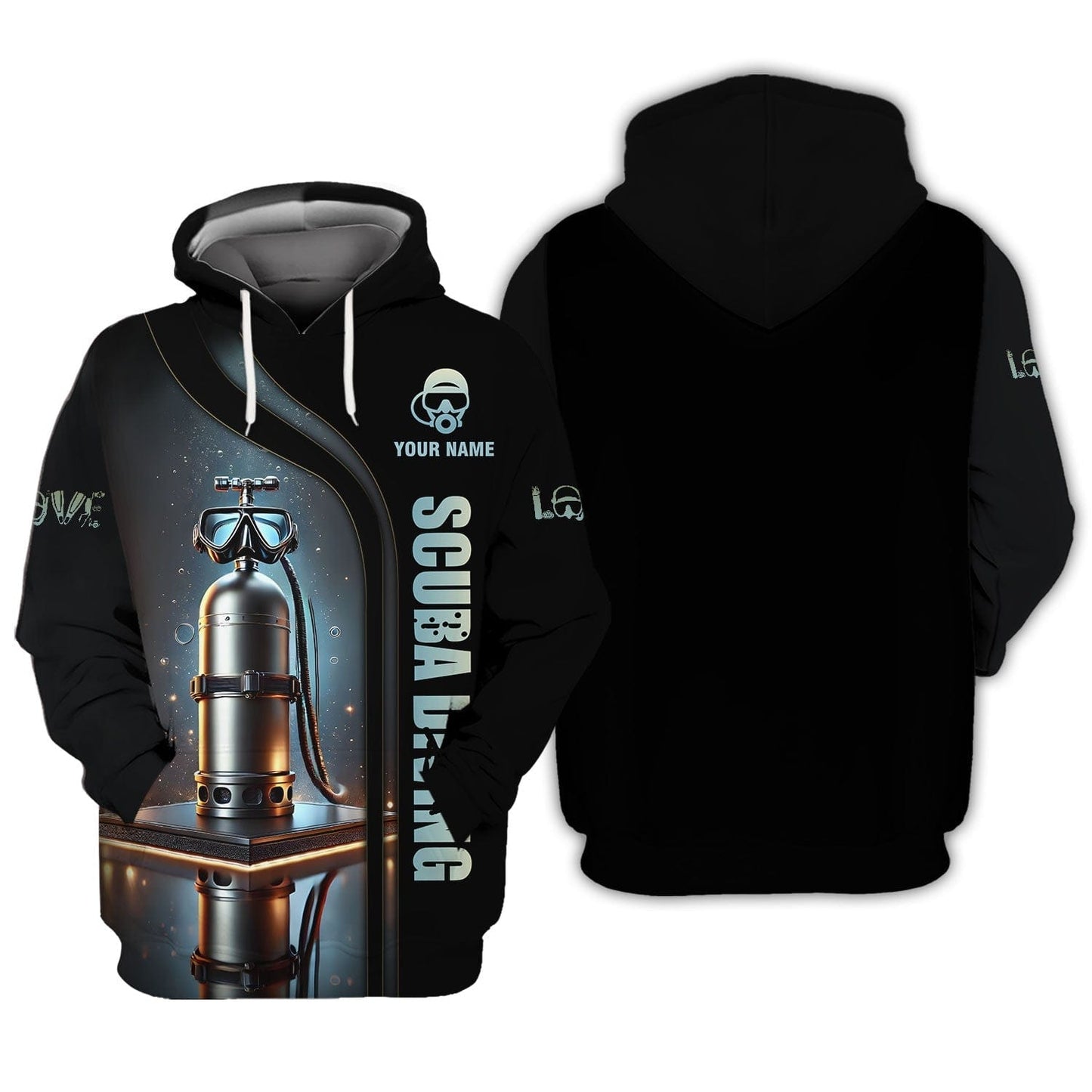 3D Full Print Scuba Mark With Dive Tank T-Shirts Personalized Name, All Over Printed