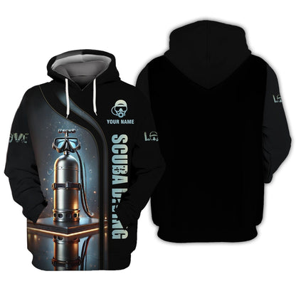 3D Full Print Scuba Mark With Dive Tank T-Shirts Personalized Name, All Over Printed