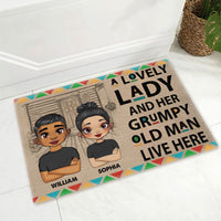 Personalized Family Doormat - A Lovely Lady And Her Grumpy Old Man Live Here