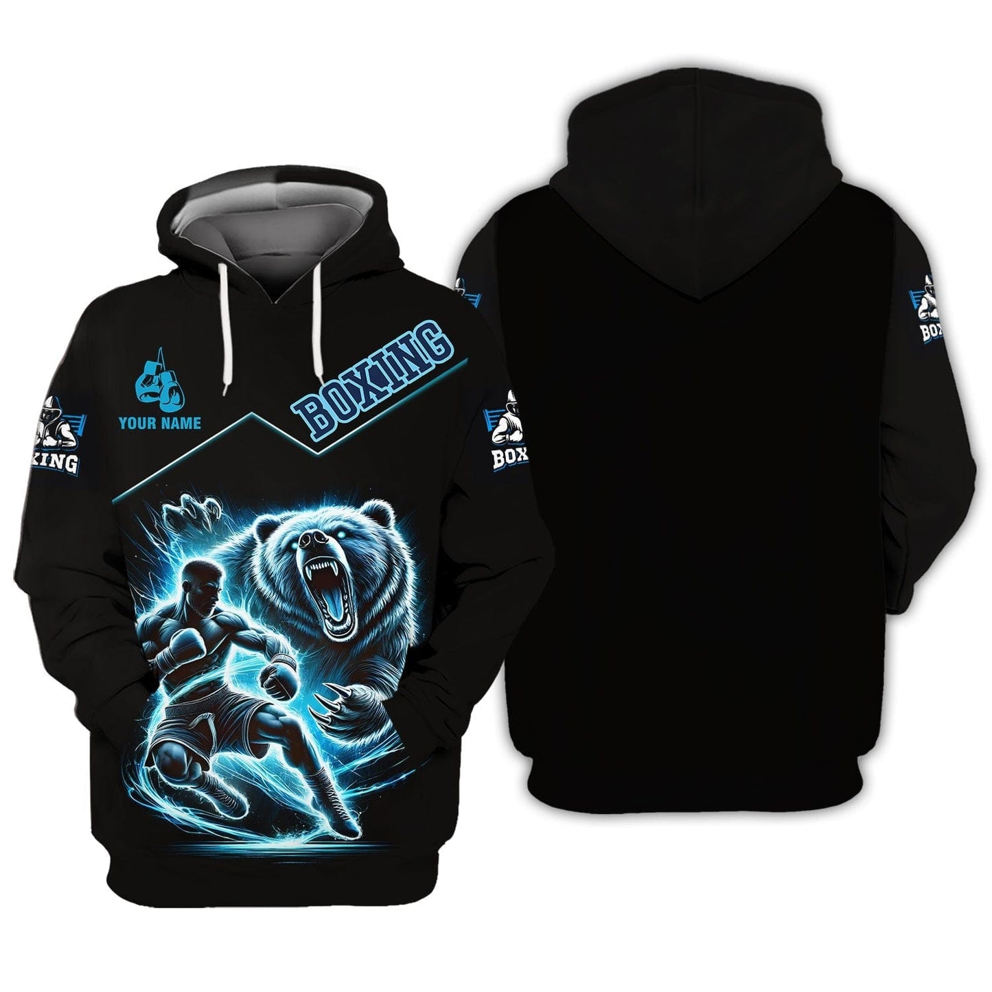 Boxer With Bear Custom Name 3D Shirt Personalized Gift For Boxing Lovers, All Over Printed