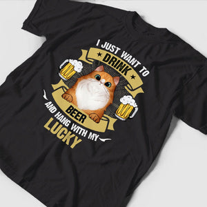 Personalized Cat Shirt - I Just Want To Drink Beer And Hand With My Cat