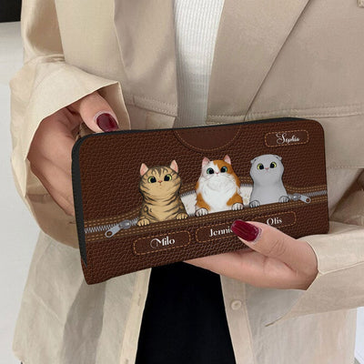 Personalized Cat Wallet 20x11cm,Personalized Dog Wallet 20x11cm - Customizable Cat, Dog Breed & Name Design With Leather Background