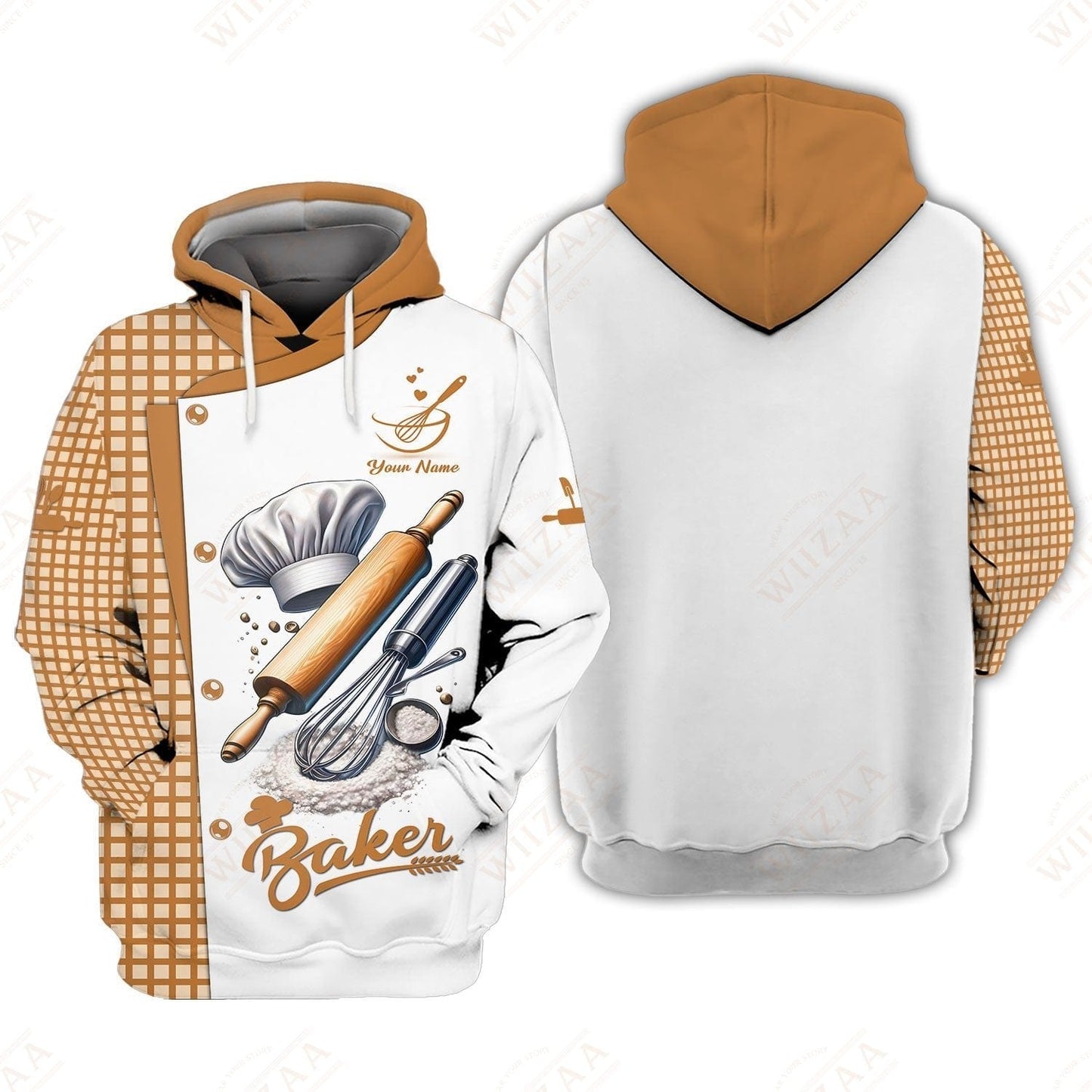 Personalized Baker Shirt - Refined Whisk & Rolling Pin Design on Classic White