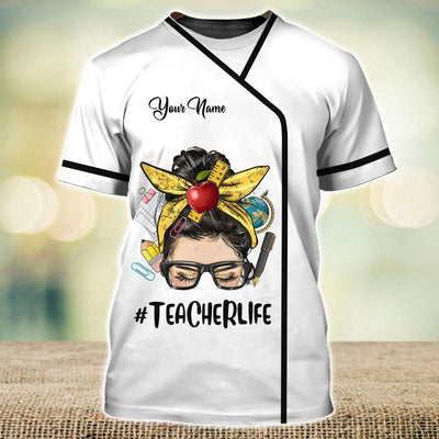 Personalized Teacher All Over Print Shirt -  I Became A Teacher Because Your Life Is Worth My Time