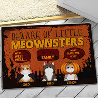 Personalized Cat Halloween Doormat - Beware Of Little Meownsters