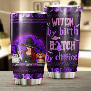 Personalized Cat Halloween Tumbler - Witches By Nature Bitches By Choice