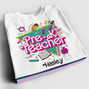 Camiseta personalizada para maestros: maestra de preescolar, elaborada con amor