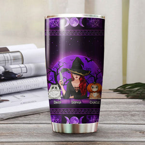 Personalized Cat Halloween Tumbler - Witches By Nature Bitches By Choice