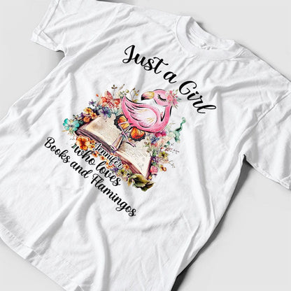 Camiseta personalizada con flamencos: solo una chica que ama los libros y los flamencos