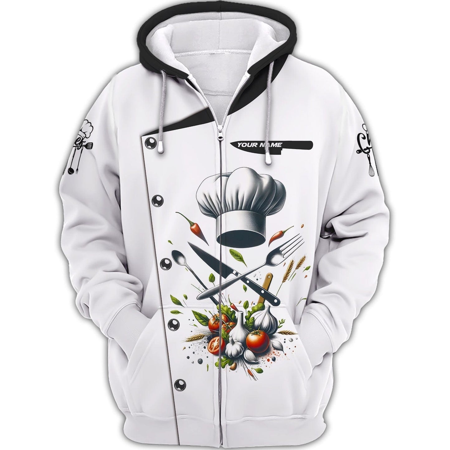 Personalized Chef Shirt - Classic Culinary Tools & Fresh Herbs Ensemble, All Over Printed