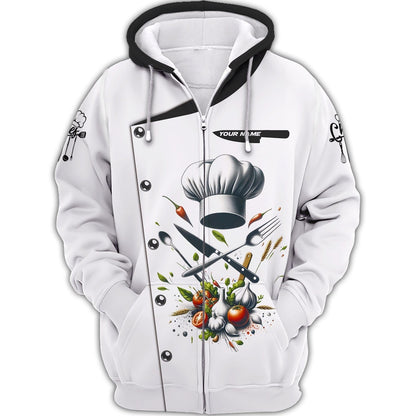Personalized Chef Shirt - Classic Culinary Tools & Fresh Herbs Ensemble, All Over Printed