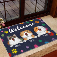 Personalized Cat Doormat - Welcome To My Home With My Cats