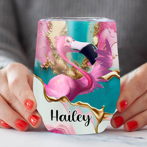 Personalized Flamingo Wine Tumbler - Please Take A Number I'll Pick You Off Shortly