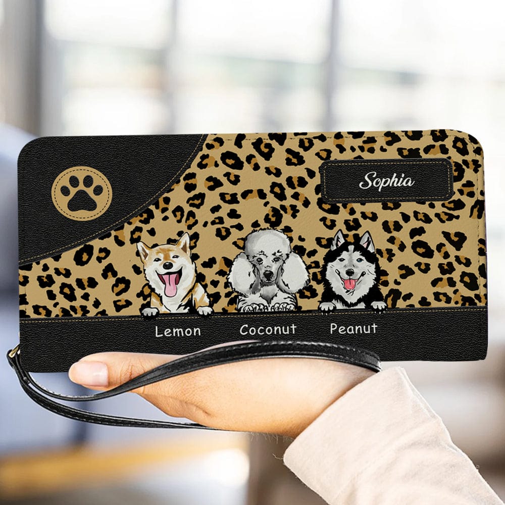 Personalized Dog Wallet 20x11cm - Custom Dogs Breed & Name Design,Faux Leather Pattern