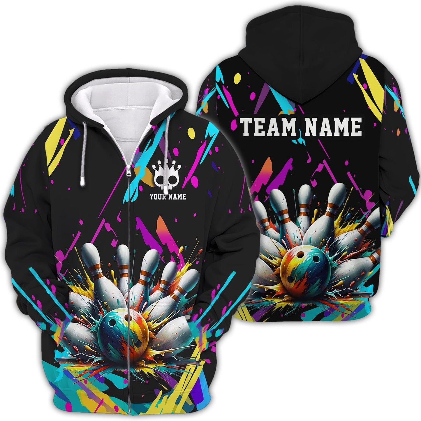 Personalized Bowling Team Shirt - Splash into Strikes, All Over Printed