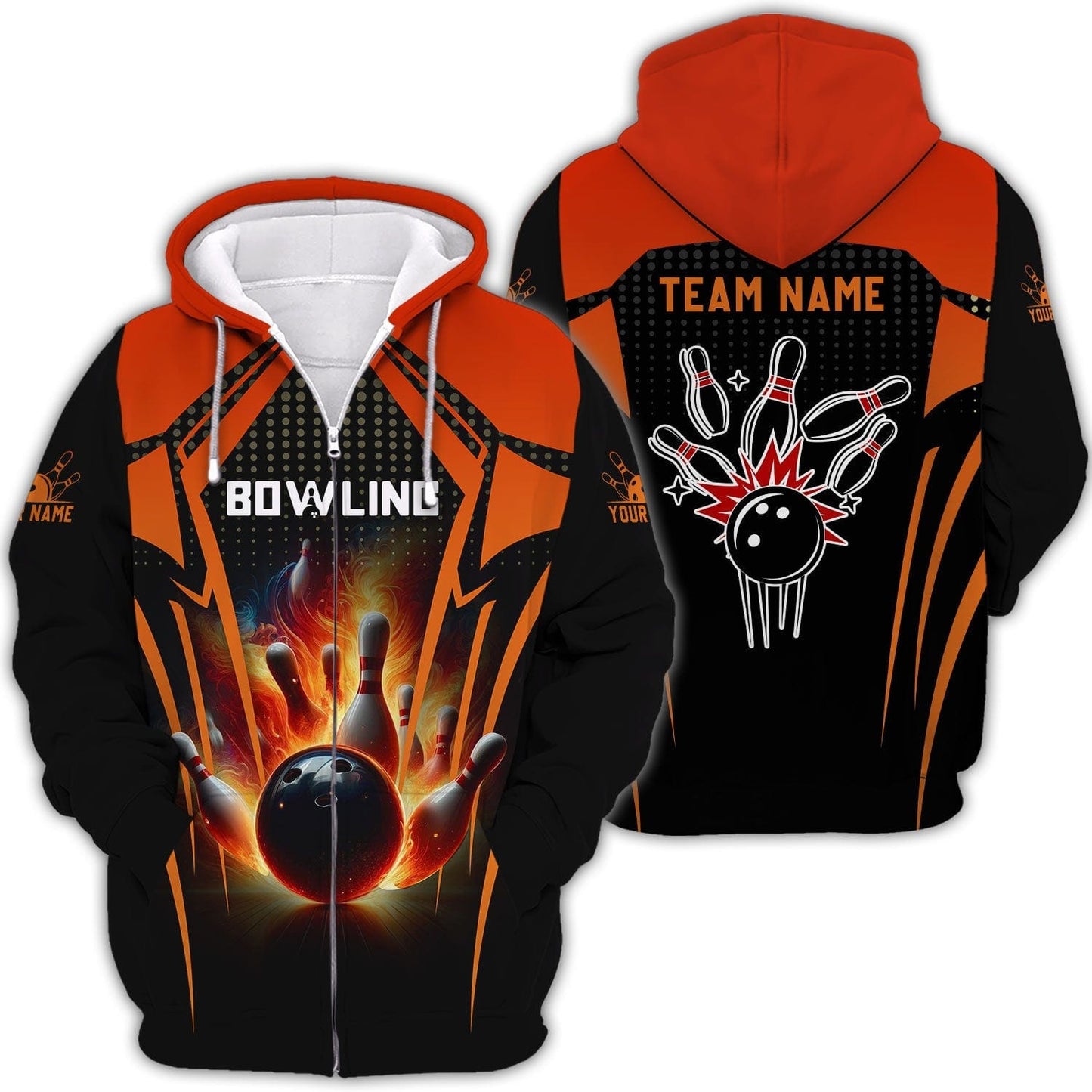 Personalized Bowling Team Shirt - Ignite Your Game, All Over Printed