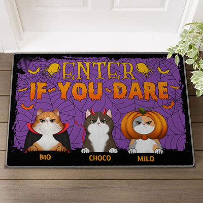 Personalized Cat Halloween Doormat - Enter If You Dare