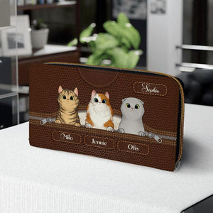 Personalized Cat Wallet 20x11cm,Personalized Dog Wallet 20x11cm - Customizable Cat, Dog Breed & Name Design With Leather Background