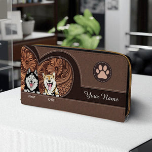 Cartera para perro personalizada de 20 x 11 cm: diseño personalizado de raza y nombre de perro, piel sintética con cinco opciones de diseño de fondo