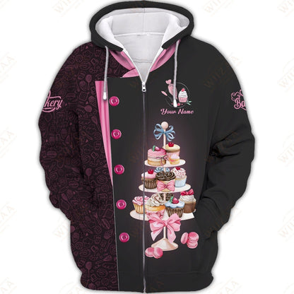 Personalized Baker Shirt - Cupcake and Confectionery Stack Illustration
