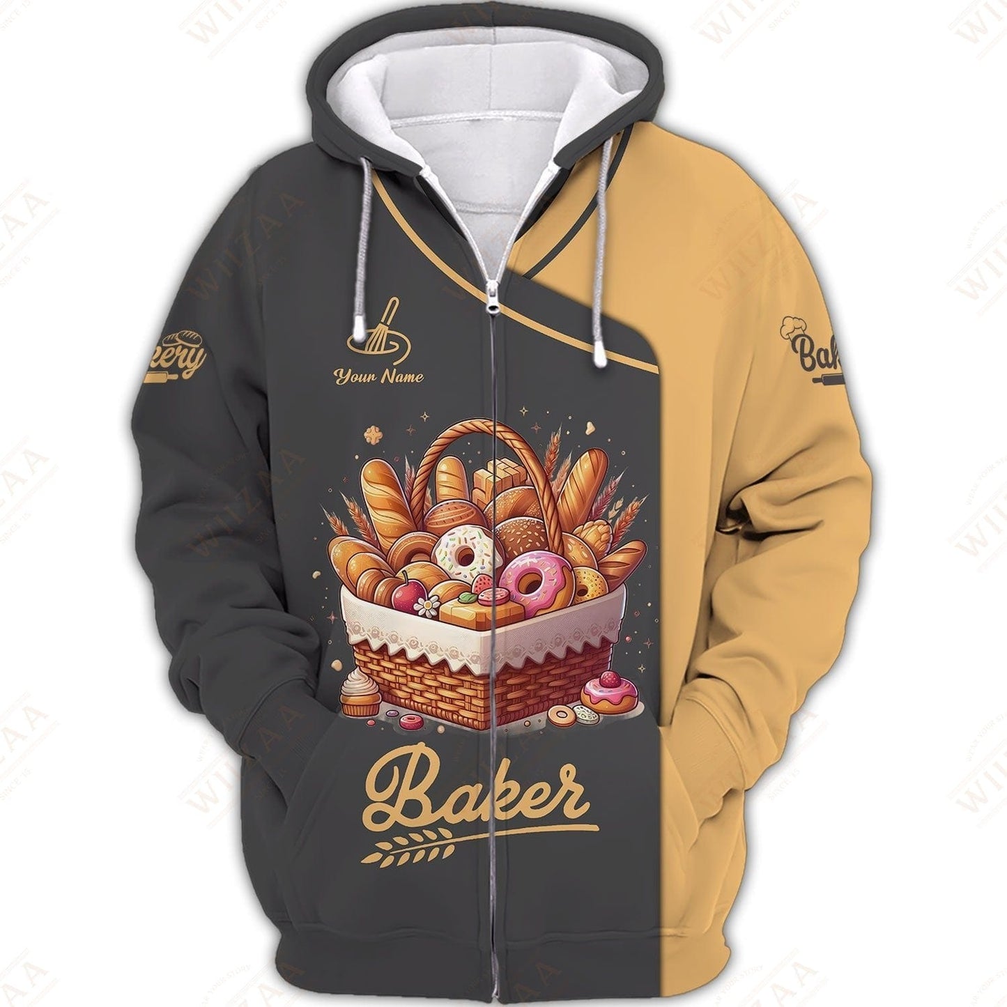 Personalized Baker Shirt - Artisan Pastry Collection with Golden Highlights