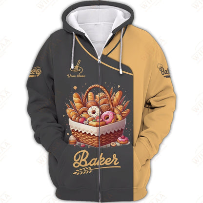 Personalized Baker Shirt - Artisan Pastry Collection with Golden Highlights