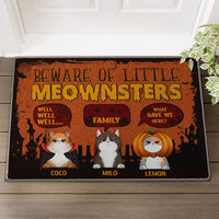 Personalized Cat Halloween Doormat - Beware Of Little Meownsters