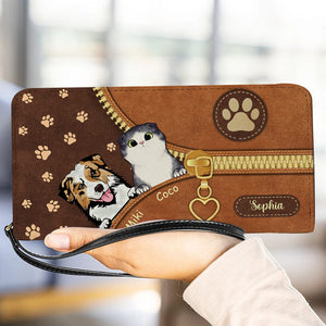 Personalized Cat Wallet 20x11cm,Personalized Dog Wallet 20x11cm - Customizable Cat, Dog Breed & Name Design With Zipper Design