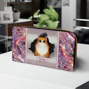 Personalized Cat Wallet 20x11cm - Customizable Cat Breed & Name Design With Luxurious Bling-Stone Back