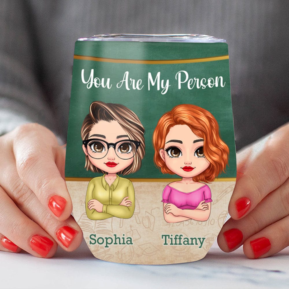 Vaso de vino personalizado para profesores: Eres mi persona El trabajo nos hizo colegas