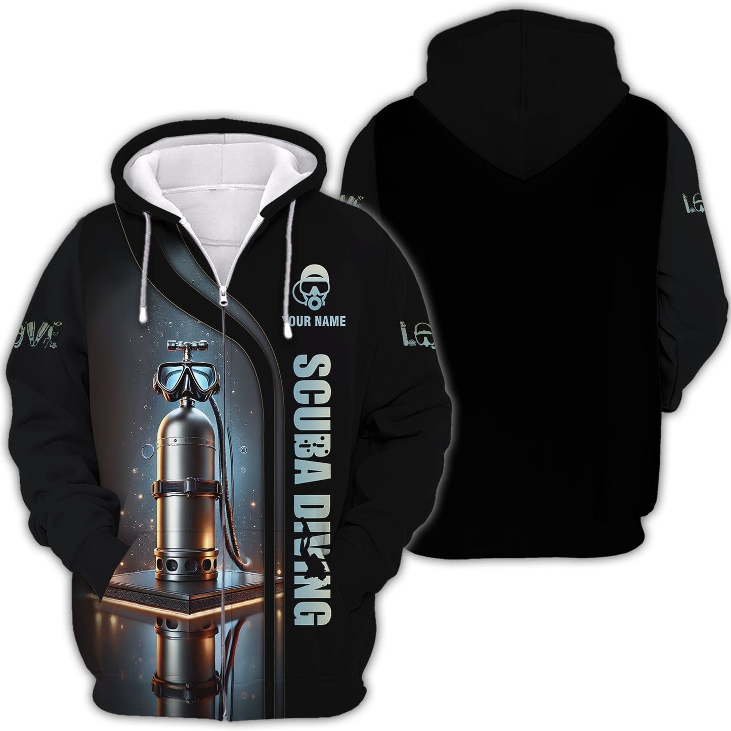 3D Full Print Scuba Mark With Dive Tank T-Shirts Personalized Name, All Over Printed