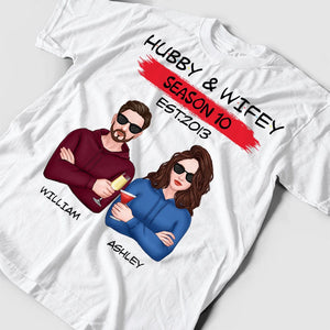 Personalized Couple T-shirt -Hubby & Wifey Season 10 Est.2013