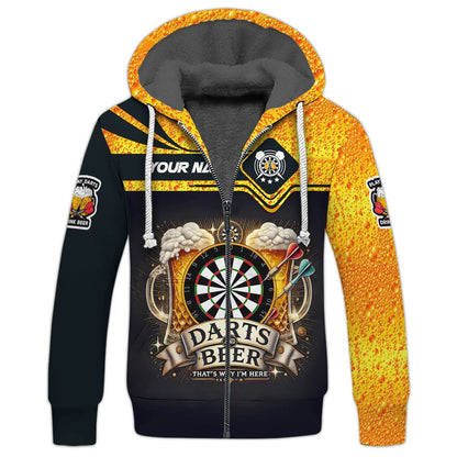 Darts And Beer That's Why I'm Here Shirt Personalized Name 3D Shirt For Beer Darts Club Lovers, All Over Printed