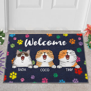 Personalized Cat Doormat - Welcome To My Home With My Cats