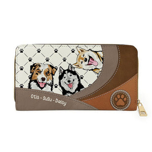 Personalized Dog Wallet 20x11cm, Personalized Cat Wallet 20x11cm - Designed With a Pet Paw Pattern on an Elegant Leather-Like Background