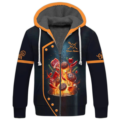 Personalized Chef Shirt - Fiery BBQ Design for Grill Masters, All Over Printed