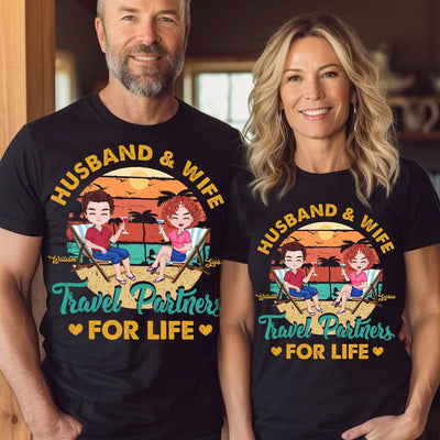 Personalized Couple T-shirt - Travel Partners For Life