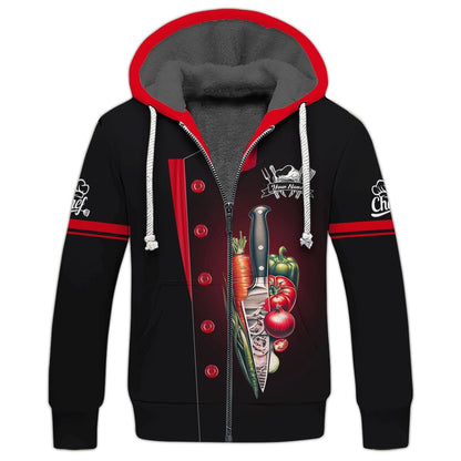 Personalized Chef Shirt - Fresh Harvest Knife & Vegetables Emblem, All Over Printed