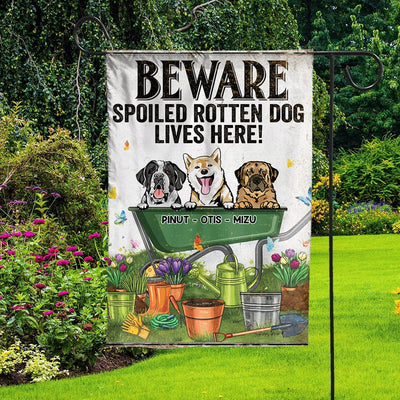 Personalized Pet House & Garden Flag, Home Sweet Haunted Home, Beware Spoiled Rotten Dog Lives Here