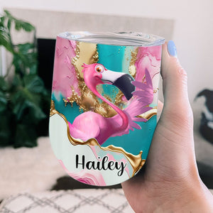 Personalized Flamingo Wine Tumbler - Please Take A Number I'll Pick You Off Shortly