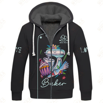 Personalized Baker Shirt - Playful Kitchen Mixer and Cupcake Artwork