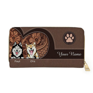 Cartera para perro personalizada de 20 x 11 cm: diseño personalizado de raza y nombre de perro, piel sintética con cinco opciones de diseño de fondo