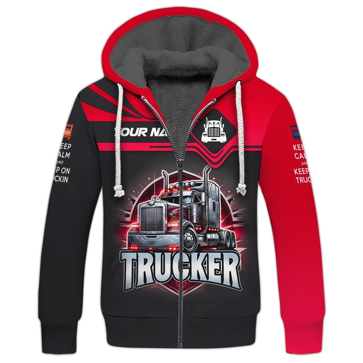 Keep Calm And Keep On Trucking Personalized Name 3D Shirt Gift For Trucker Lovers, All Over Printed