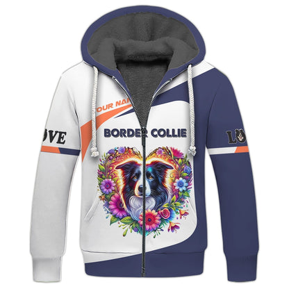 Personalized Border Collie Shirt - Vibrant Floral Heart Design, All Over Printed