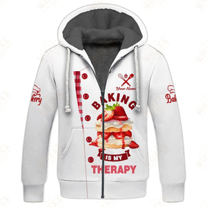 Personalized Baker Shirt - 'Baking is My Therapy' Strawberry Cake Motif