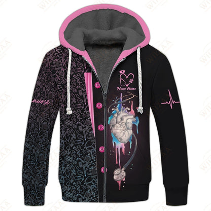 Camiseta de enfermera personalizada: ilustración de línea de ECG y corazón anatómico