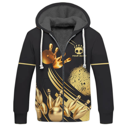 Personalized Bowling Team Shirt - Strike in Golden Style, All Over Printed
